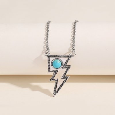 Turquoise Decor Lightning Charm Necklace